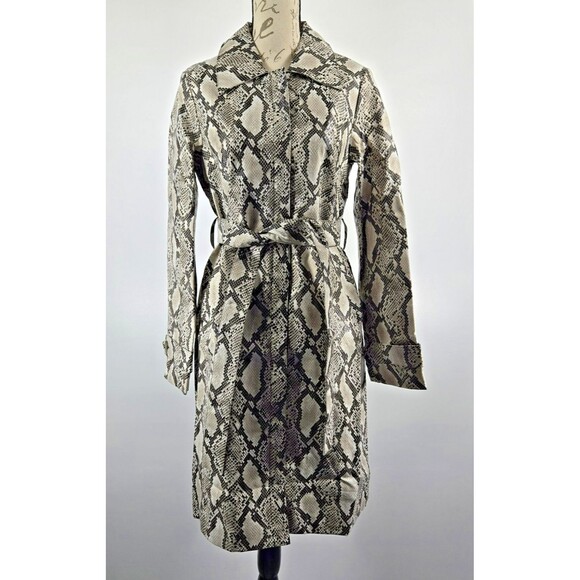 Choosy Size Small Elizabeth Faux Snakeskin Belted Trench Coat NWT - Picture 1 of 16